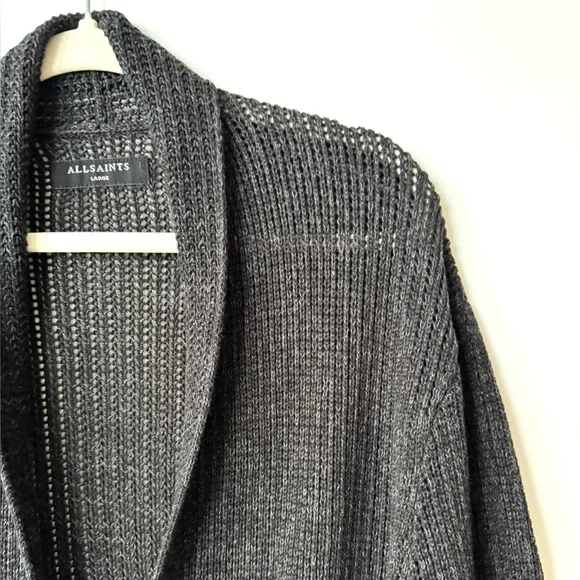 All Saints Oskett Open Cardigan Sweater Charcoal - Picture 4 of 8